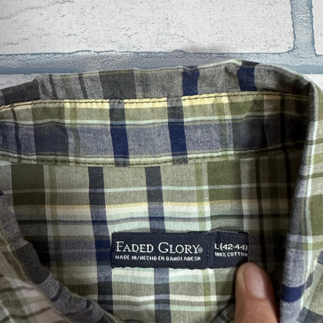 Faded Glory® Classic Plaid Short Sleeve Shirt(L)