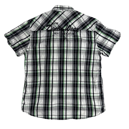 Much More® ⚡ Contrast Plaid Statement Short Sleeve Shirt(L)