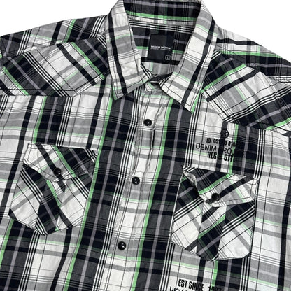 Much More® ⚡ Contrast Plaid Statement Short Sleeve Shirt(L)