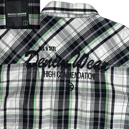 Much More® ⚡ Contrast Plaid Statement Short Sleeve Shirt(L)