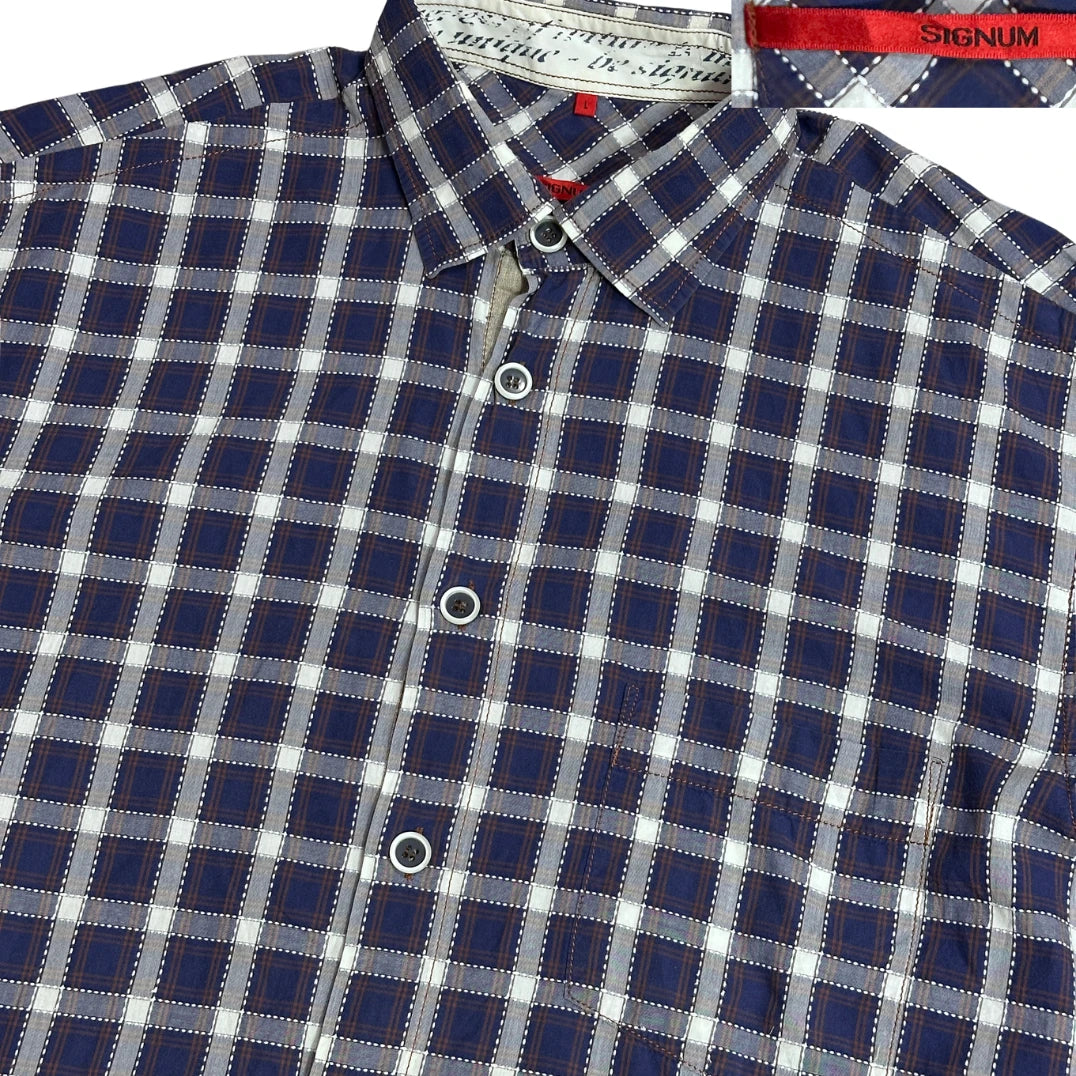 🔴 SIGNUM® Classic Checked Short Sleeve Button-Up Shirt(XL)