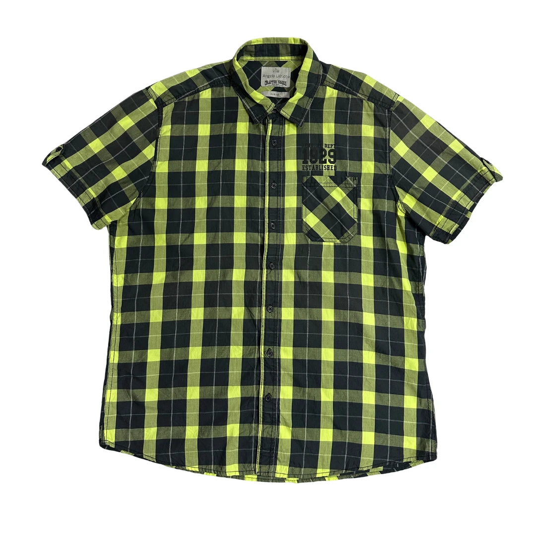 💥 ANGELO LITRICO® Neon Check Slim Fit Shirt(XL)