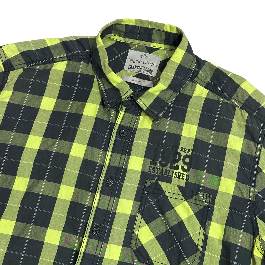 💥 ANGELO LITRICO® Neon Check Slim Fit Shirt(XL)