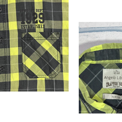 💥 ANGELO LITRICO® Neon Check Slim Fit Shirt(XL)
