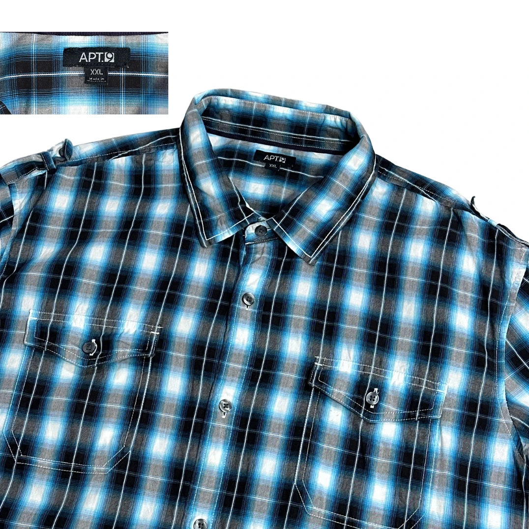 APT.9® Blue Plaid Casual Shirt(2XL)