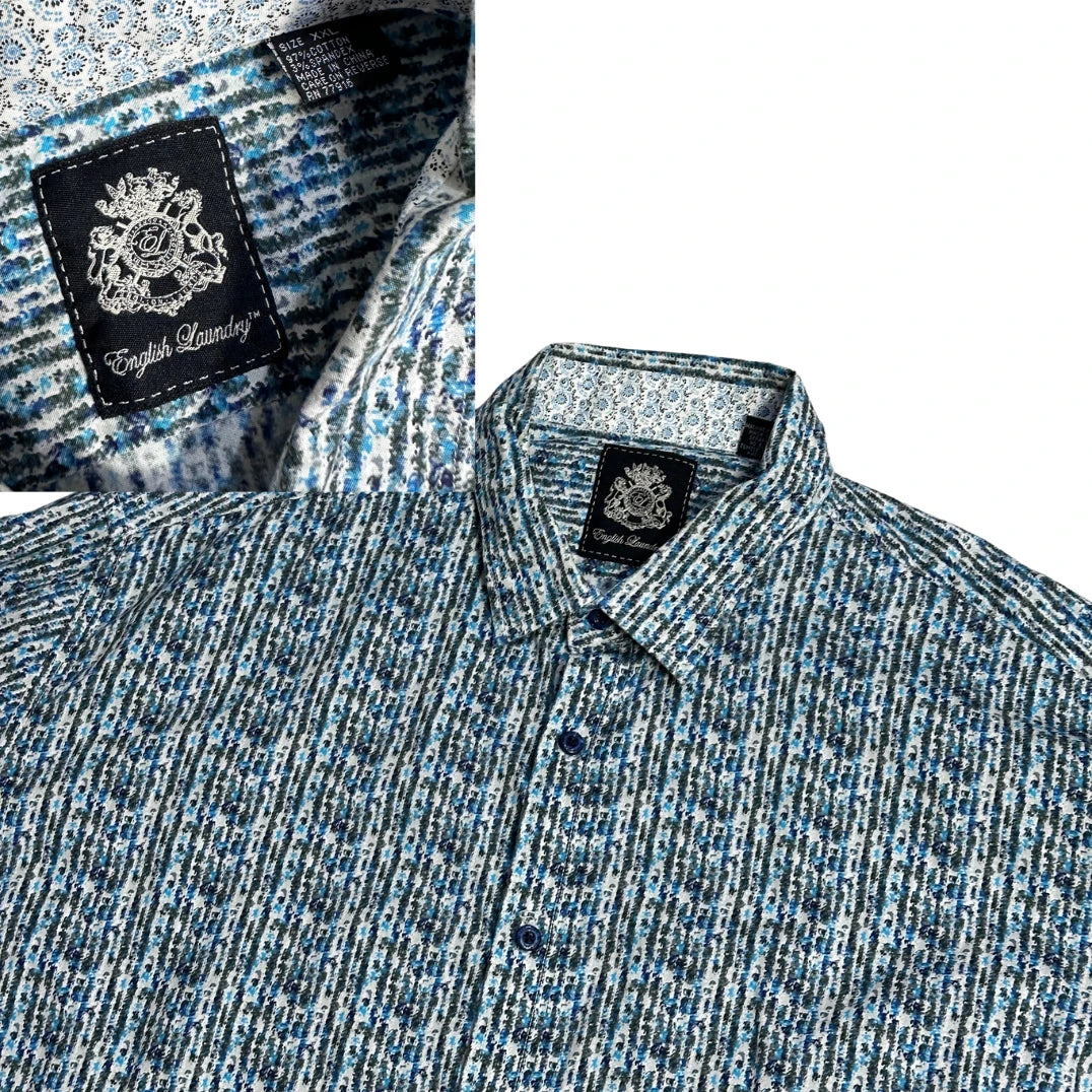 English Laundry® Blue Patterned Casual Shirt(2XL)