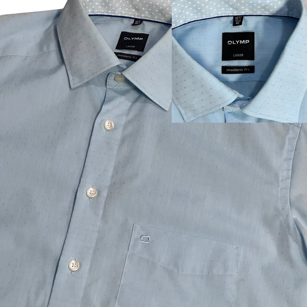 Olymp® Sky Blue Short Sleeve Formal Shirt(L)