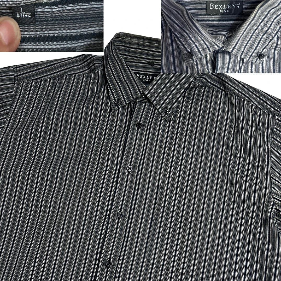 Bexleys® Black Striped Short Sleeve Shirt(L)