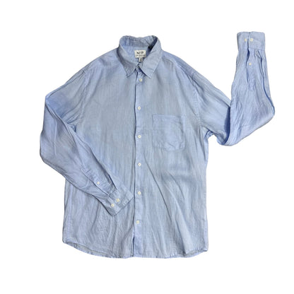 H&M® Light Blue Linen Blend Button-Up Shirt 👔(S)