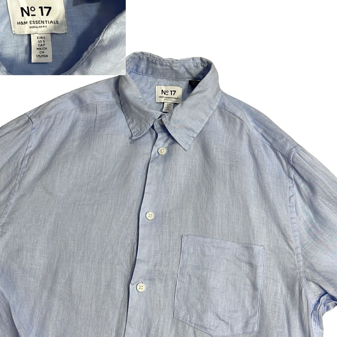 H&M® Light Blue Linen Blend Button-Up Shirt 👔(S)