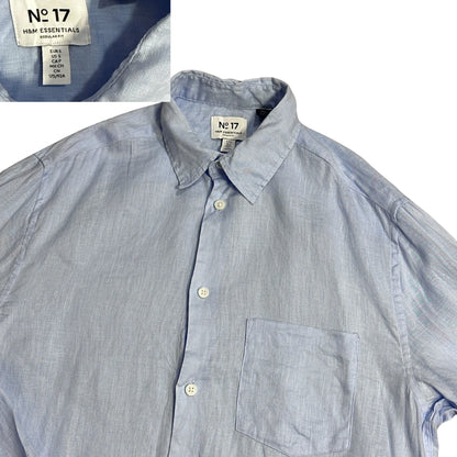 H&M® Light Blue Linen Blend Button-Up Shirt 👔(S)