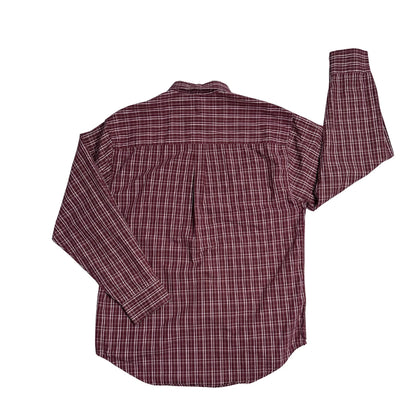Puritan® Maroon Check Casual Button-Up Shirt (M)