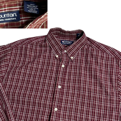 Puritan® Maroon Check Casual Button-Up Shirt (M)