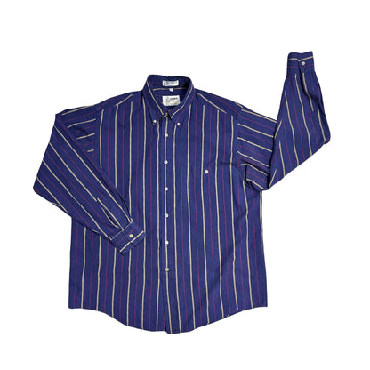 London Fog® Navy Striped Casual Shirt (L)