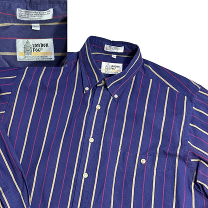 London Fog® Navy Striped Casual Shirt (L)