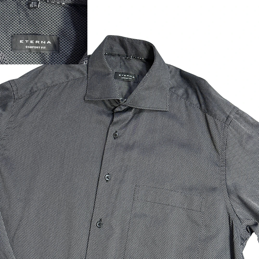 Eterna® Black Textured Formal Shirt (L)
