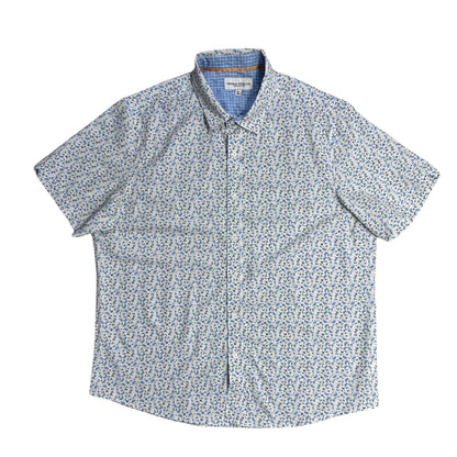 Thomas Sterling® White Floral Short Sleeve Shirt 🌿(XL)