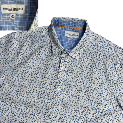 Thomas Sterling® White Floral Short Sleeve Shirt 🌿(XL)