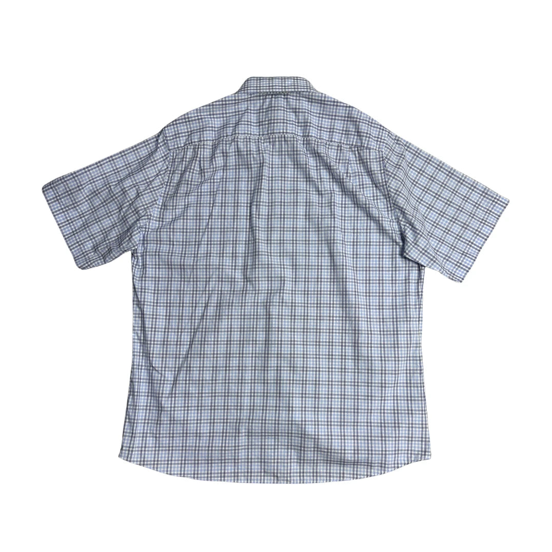 Walbusch® Blue Check Short Sleeve Shirt (XL)