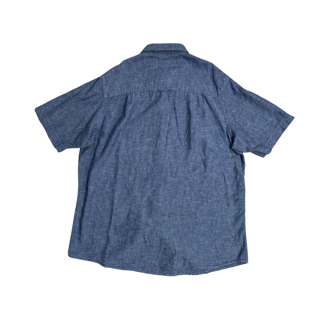 Club Room® Blue Chambray Short Sleeve Shirt (L)