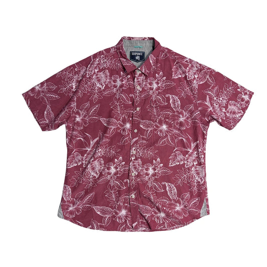Seapointe® Burgundy Floral Casual Shirt 🌺(XL)