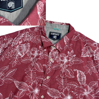 Seapointe® Burgundy Floral Casual Shirt 🌺(XL)