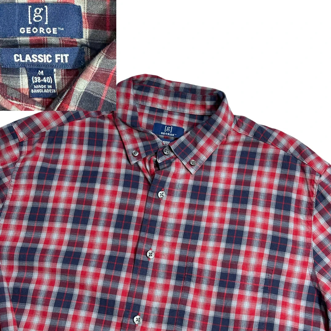 George® Red Navy Plaid Classic Shirt(M)