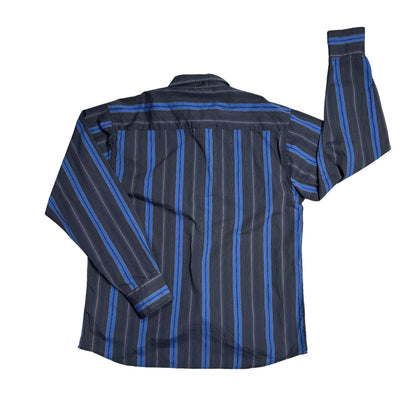 Smog® Black Blue Striped Casual Shirt(XL)