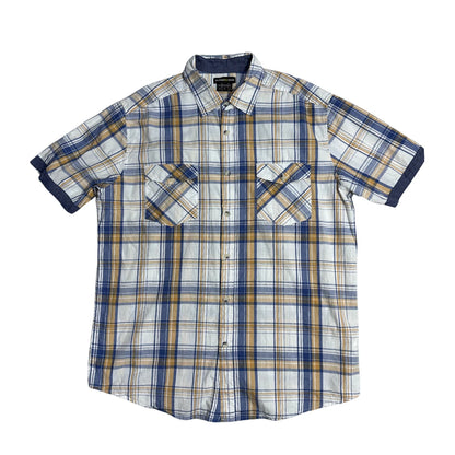 Atlas For Men® White Blue Check Short Sleeve Shirt(L)