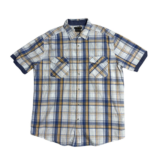 Atlas For Men® White Blue Check Short Sleeve Shirt(L)