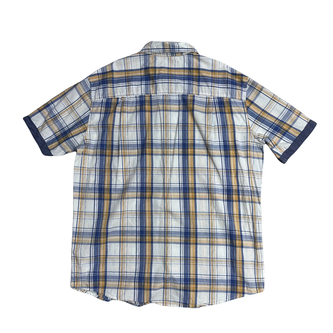 Atlas For Men® White Blue Check Short Sleeve Shirt(L)