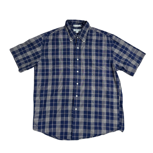 John Ashford® Navy White Check Short Sleeve Shirt(L)