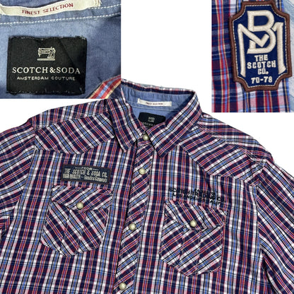 Scotch & Soda® Red Blue Plaid Utility Casual Shirt(M)