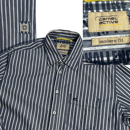 Camel Active® Navy Striped Button-Up Shirt(L)