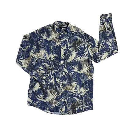 Mey & Edlich® Cream Blue Tropical Casual Shirt(L)