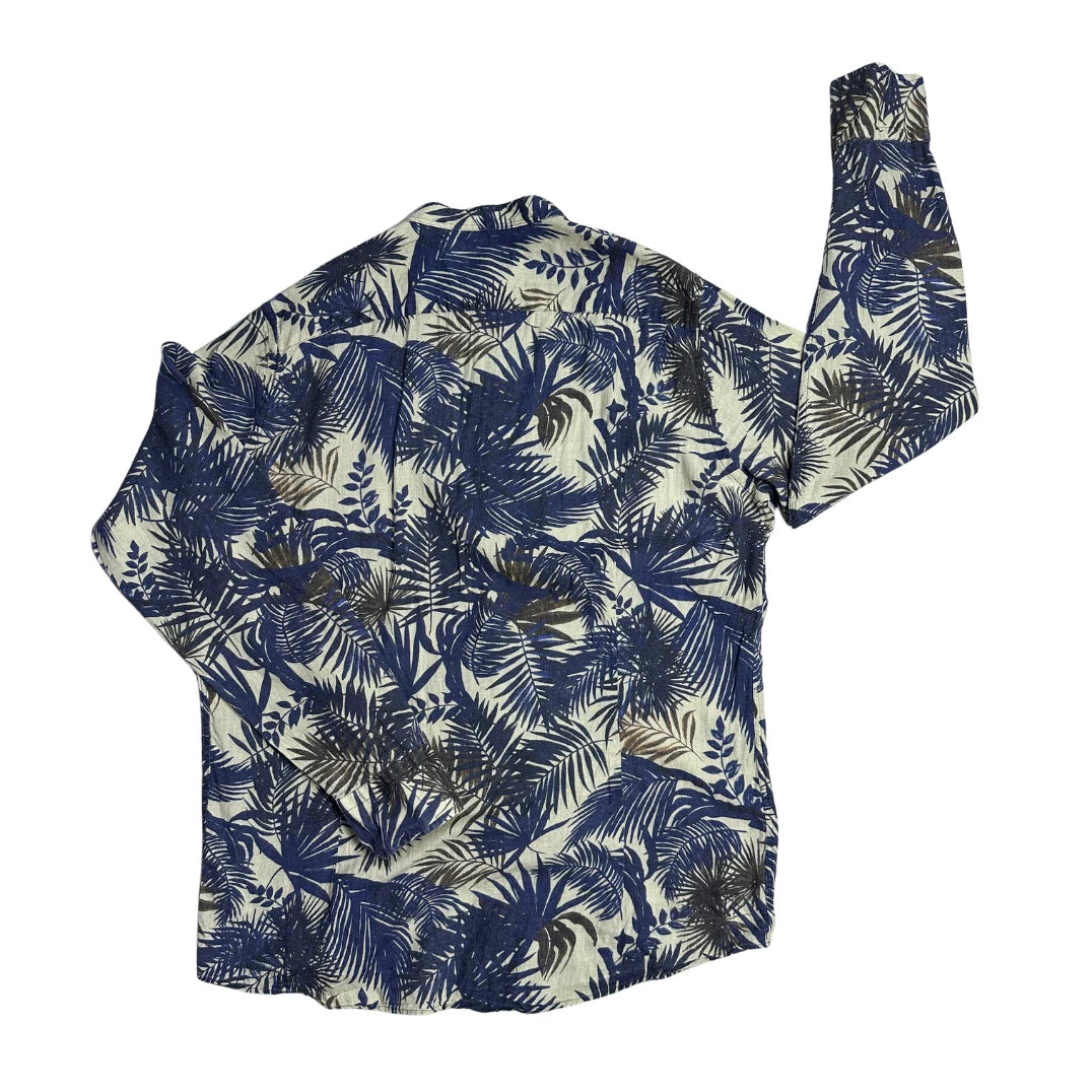 Mey & Edlich® Cream Blue Tropical Casual Shirt(L)
