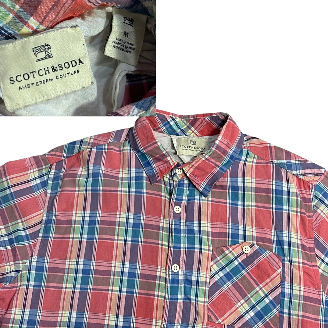 Scotch & Soda® Pink Plaid Short Sleeve Shirt(M)