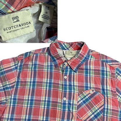 Scotch & Soda® Pink Plaid Short Sleeve Shirt(M)