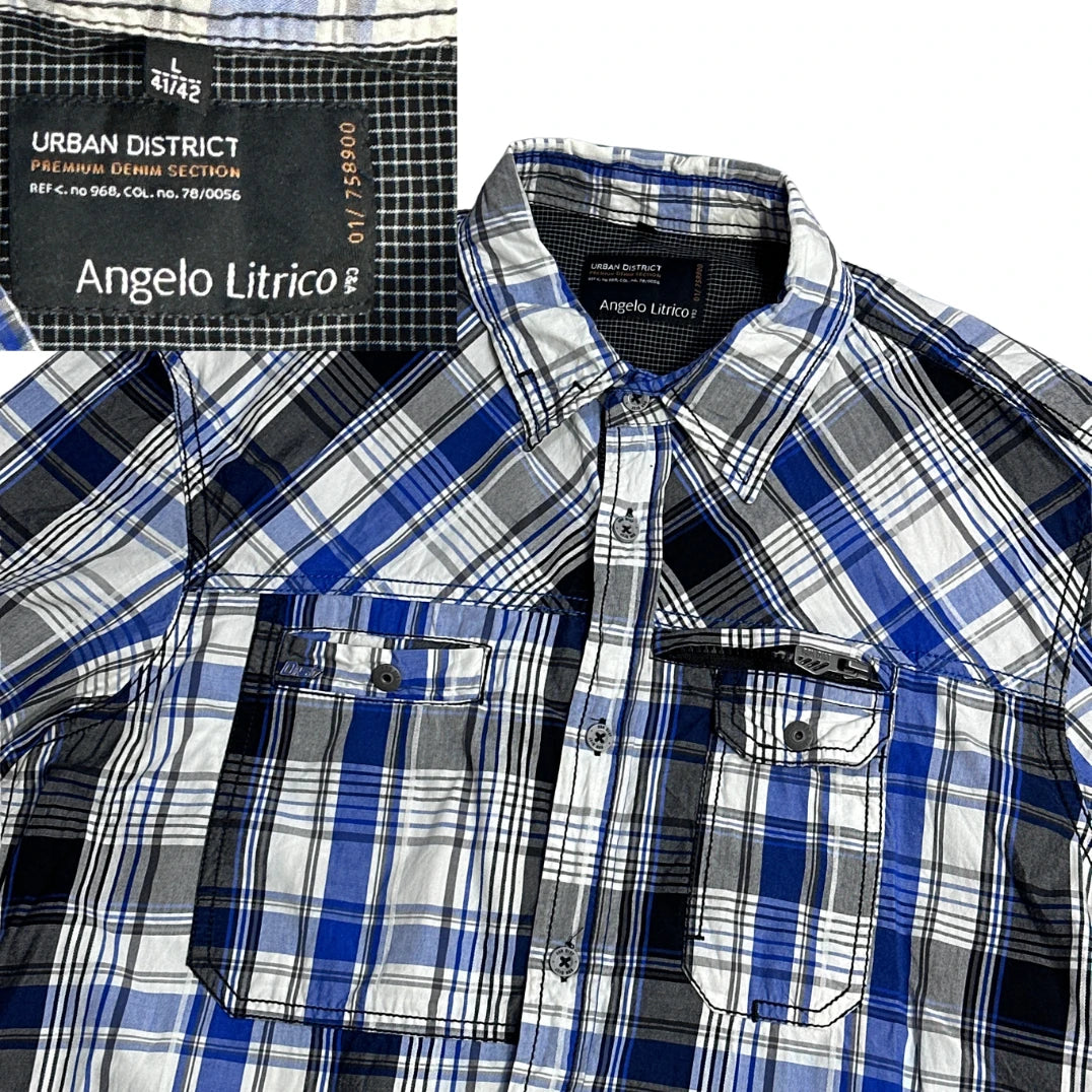 Angelo Litrico® Blue Plaid Utility Shirt(L)