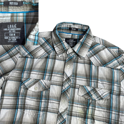 H&M LOGG® Grey Plaid Utility Shirt(M)