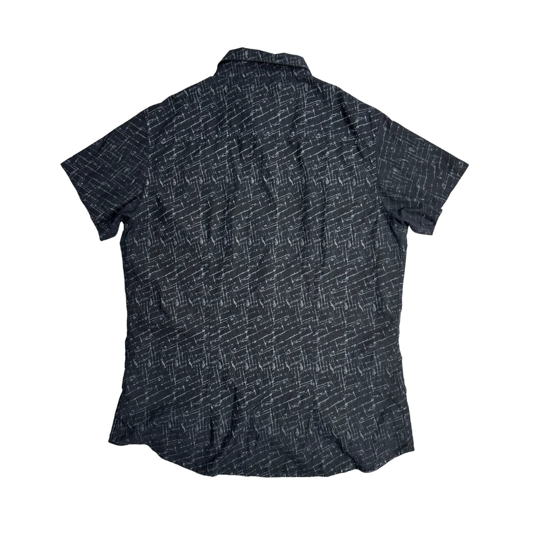 SMOG® Black Abstract Casual Shirt(XL)