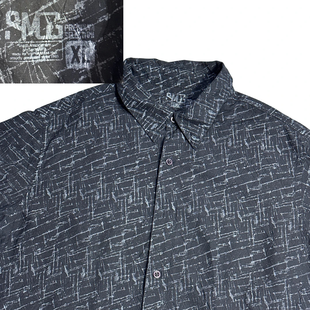 SMOG® Black Abstract Casual Shirt(XL)