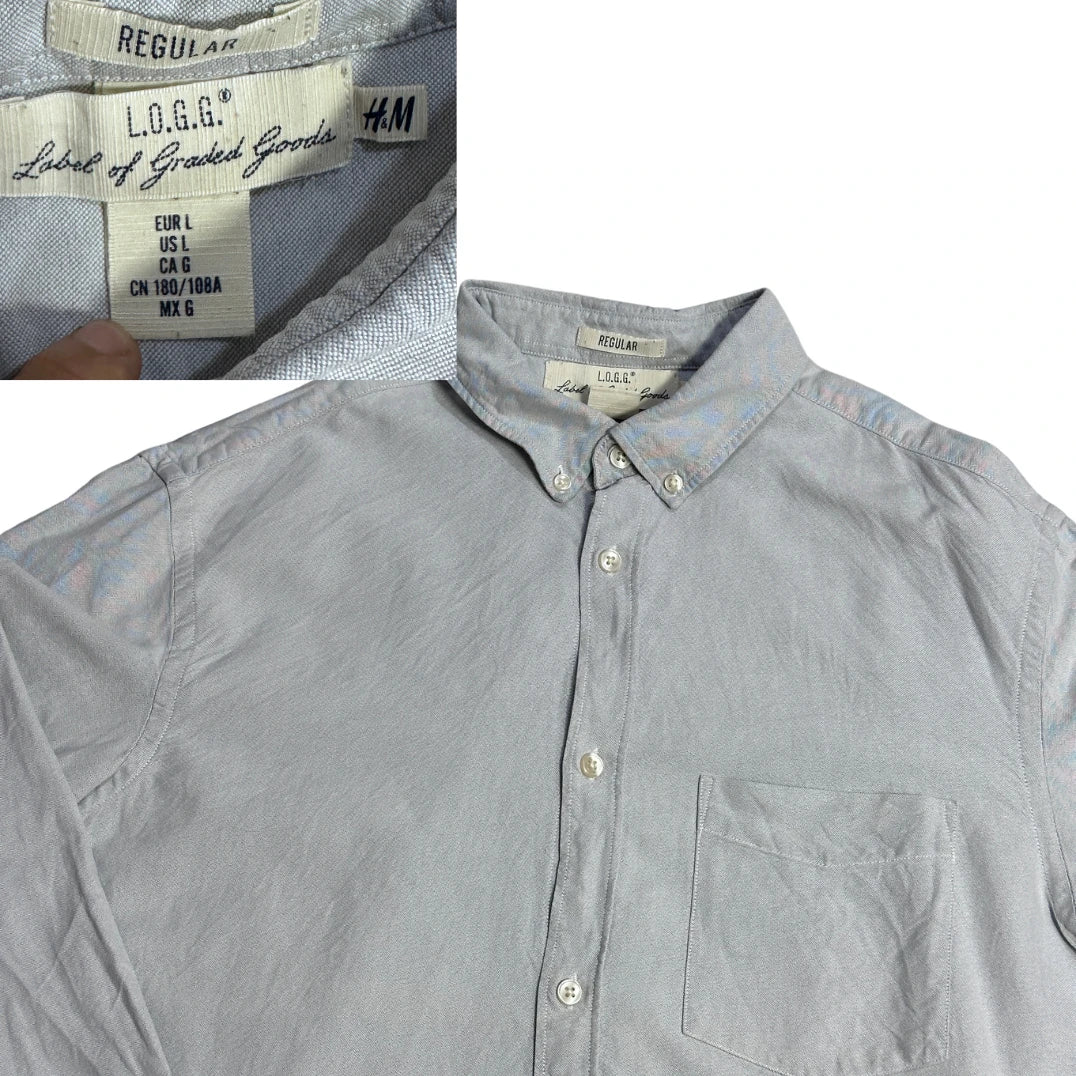 H&M® Light Grey Button Down Casual Shirt(L)