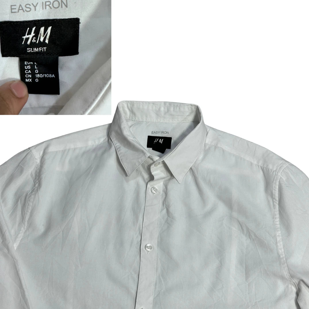 👔 H&M® White Slim Fit Dress Shirt(L)