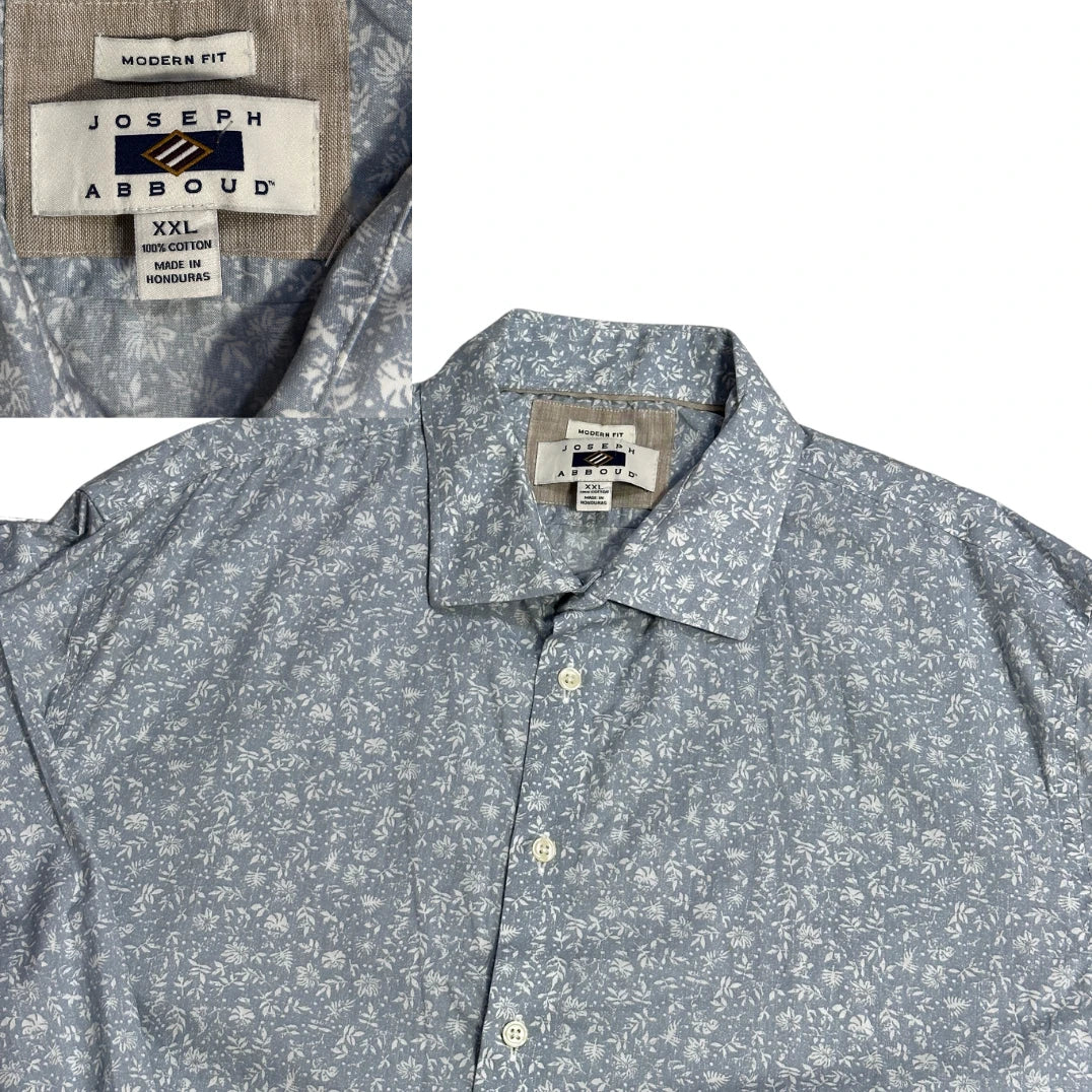 👔 Joseph Abboud® Blue Floral Print Dress Shirt(2XL)