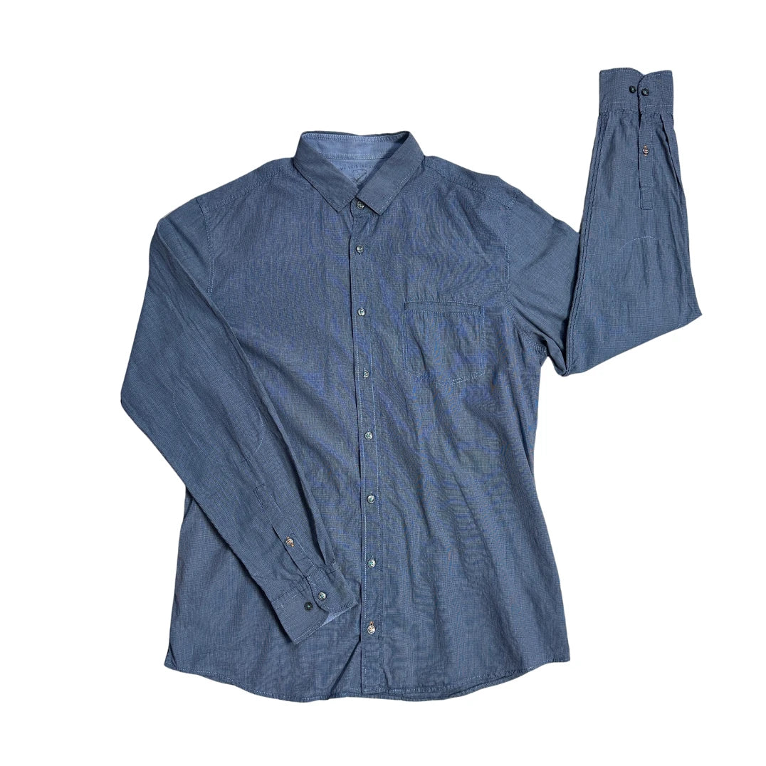 👔 The Leisure Shirt® Blue Micro Check Casual Shirt(L)