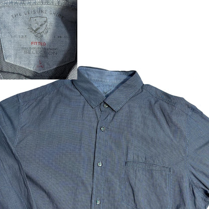 👔 The Leisure Shirt® Blue Micro Check Casual Shirt(L)