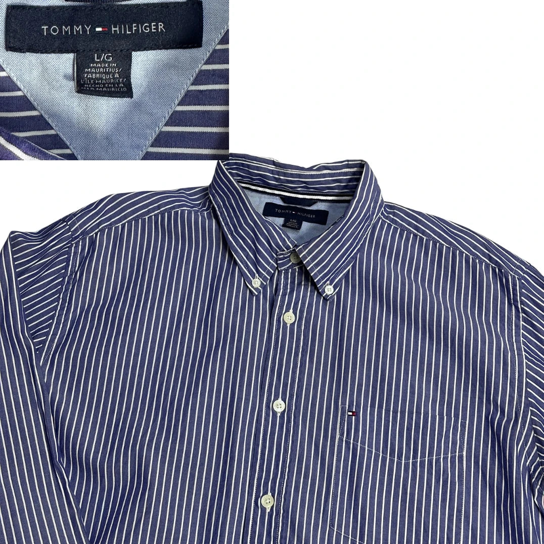 👔 Tommy Hilfiger® Blue Striped Button Down Shirt(XL)