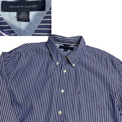 👔 Tommy Hilfiger® Blue Striped Button Down Shirt(XL)