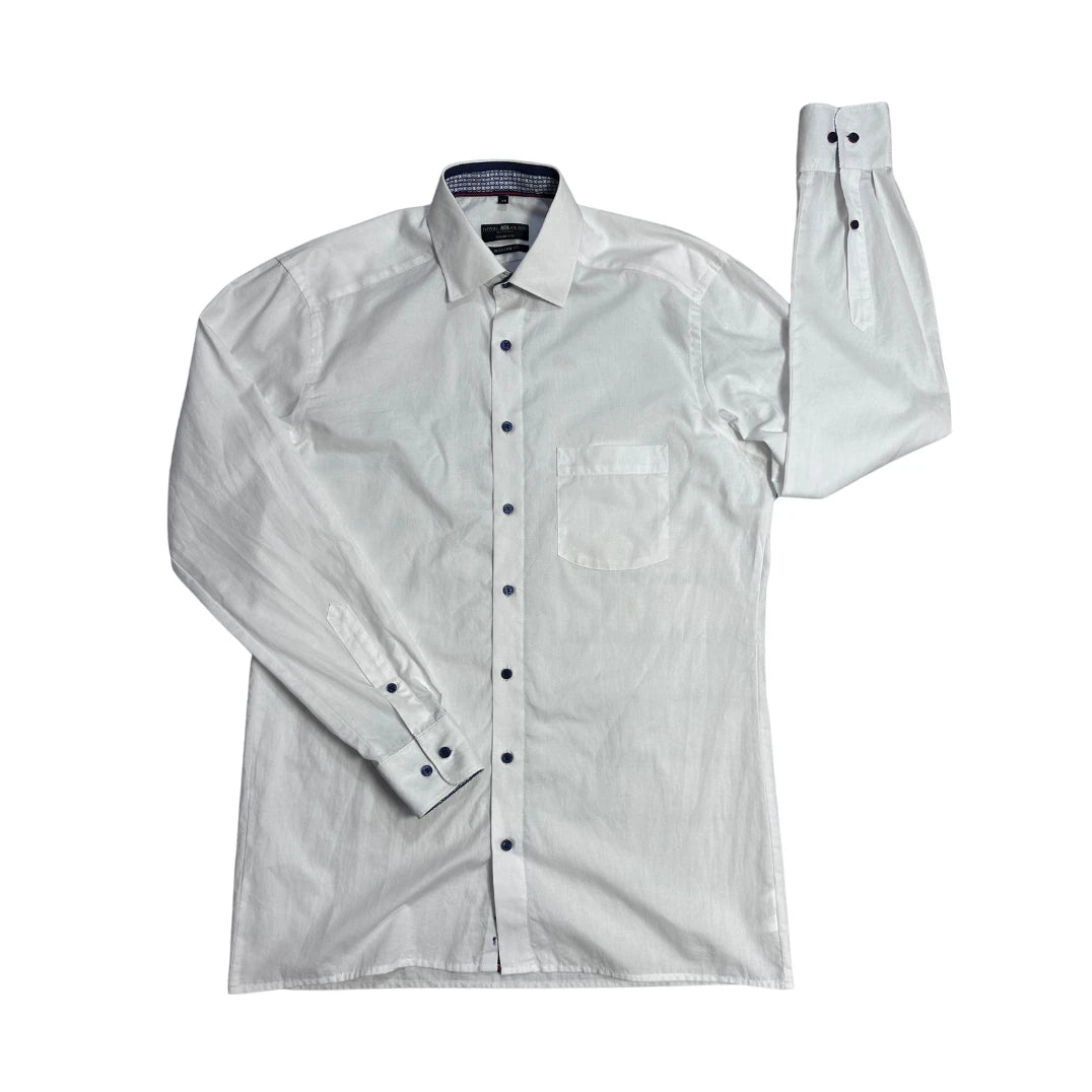 👔 Royal Class® White Modern Fit Dress Shirt(L)